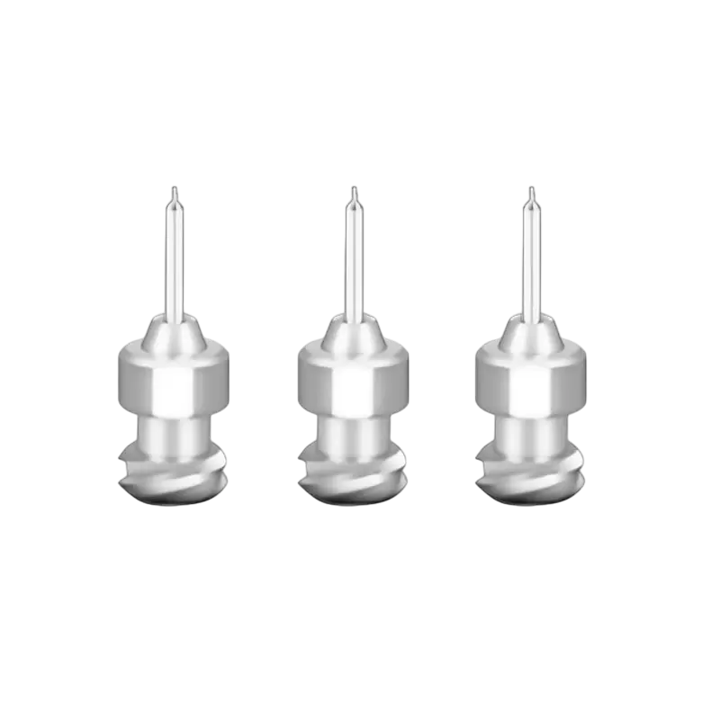 Integrated double-threaded extended precision needle