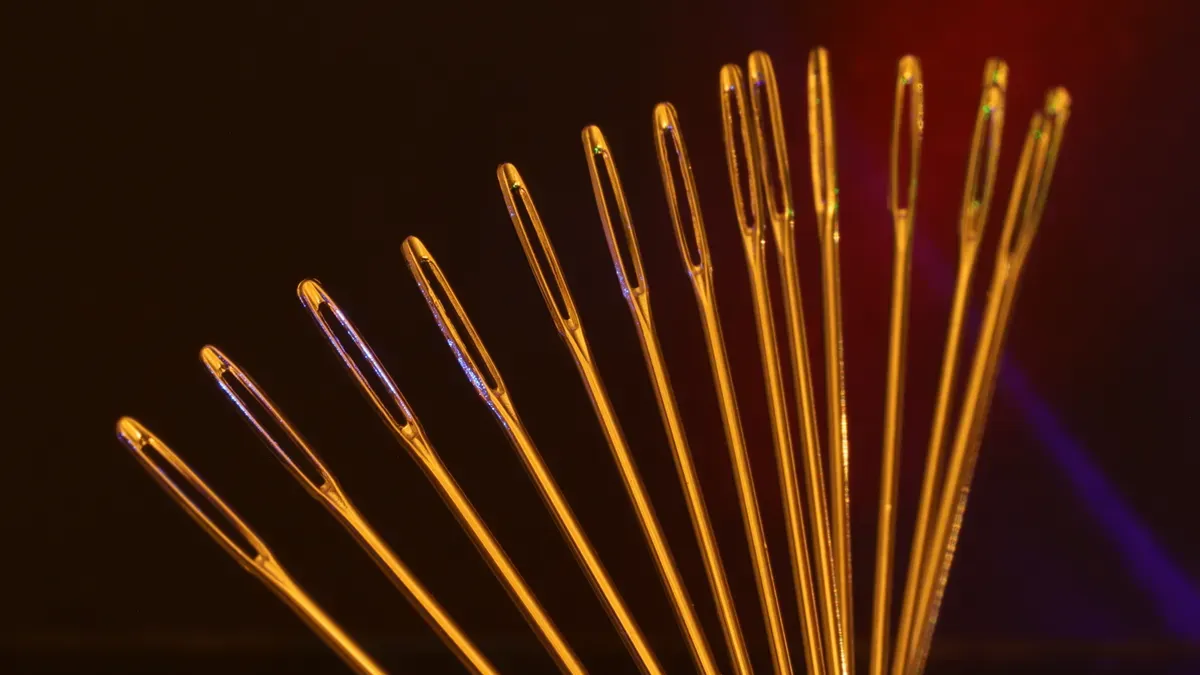 What should I check before bulk buying double threaded needles?